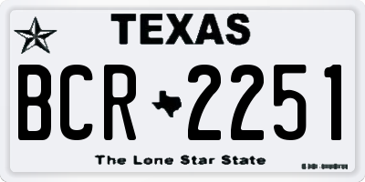 TX license plate BCR2251