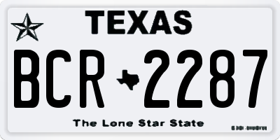 TX license plate BCR2287