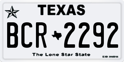 TX license plate BCR2292