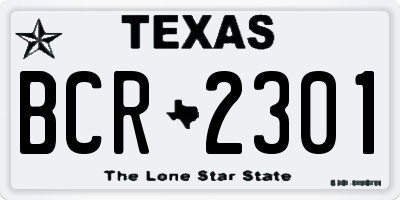 TX license plate BCR2301
