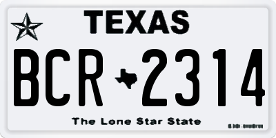 TX license plate BCR2314