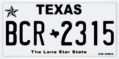 TX license plate BCR2315