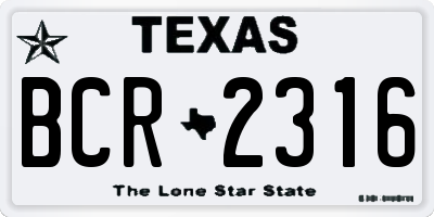 TX license plate BCR2316