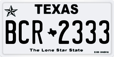 TX license plate BCR2333