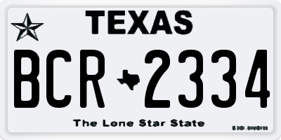 TX license plate BCR2334