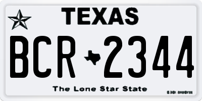 TX license plate BCR2344