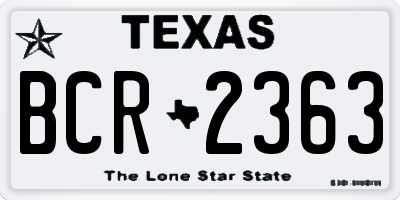 TX license plate BCR2363