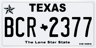 TX license plate BCR2377