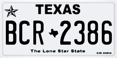 TX license plate BCR2386