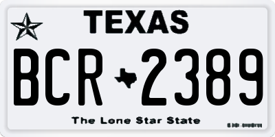 TX license plate BCR2389