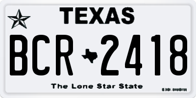 TX license plate BCR2418