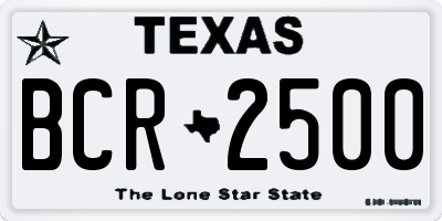 TX license plate BCR2500