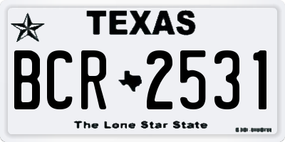 TX license plate BCR2531