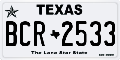 TX license plate BCR2533
