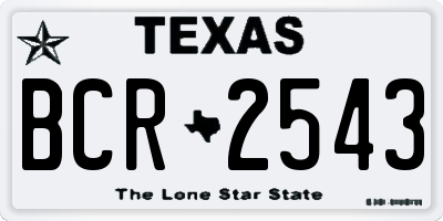 TX license plate BCR2543