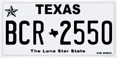 TX license plate BCR2550