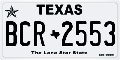 TX license plate BCR2553