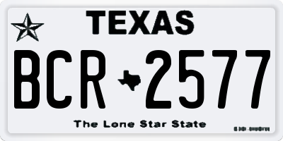 TX license plate BCR2577