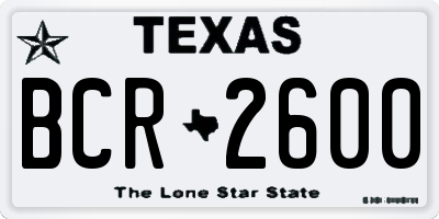 TX license plate BCR2600