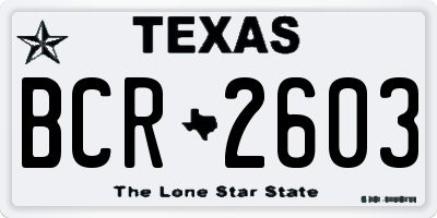 TX license plate BCR2603