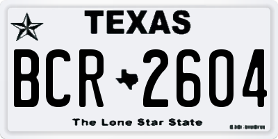 TX license plate BCR2604