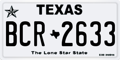 TX license plate BCR2633