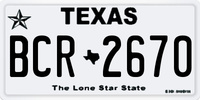 TX license plate BCR2670