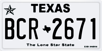 TX license plate BCR2671