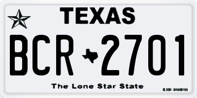 TX license plate BCR2701