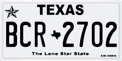 TX license plate BCR2702