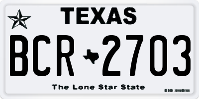 TX license plate BCR2703