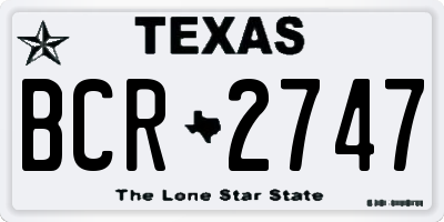 TX license plate BCR2747