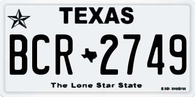 TX license plate BCR2749