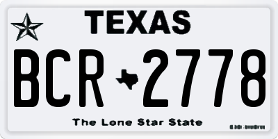 TX license plate BCR2778