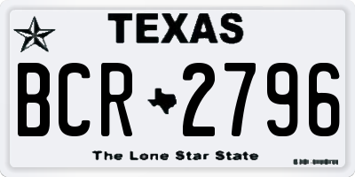 TX license plate BCR2796