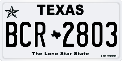 TX license plate BCR2803