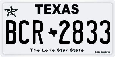 TX license plate BCR2833