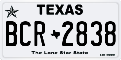 TX license plate BCR2838