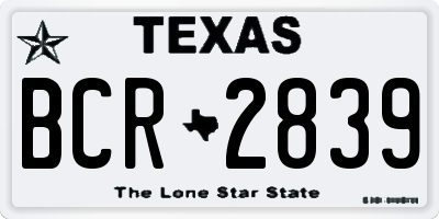 TX license plate BCR2839