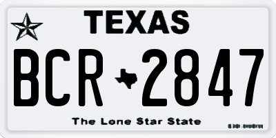 TX license plate BCR2847