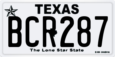 TX license plate BCR287