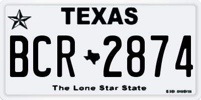 TX license plate BCR2874