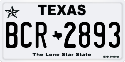 TX license plate BCR2893