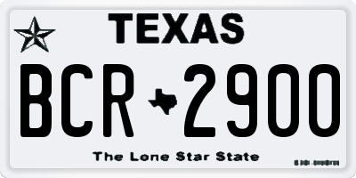 TX license plate BCR2900