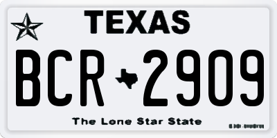 TX license plate BCR2909