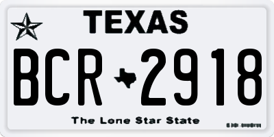 TX license plate BCR2918