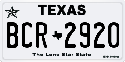 TX license plate BCR2920