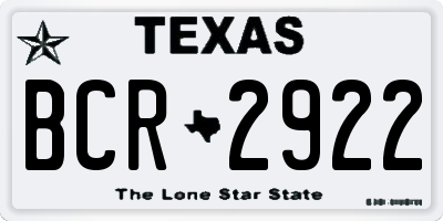 TX license plate BCR2922