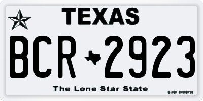 TX license plate BCR2923