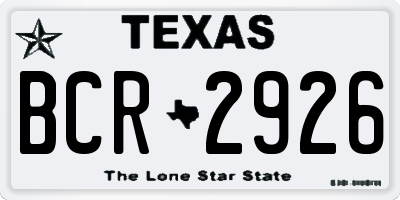 TX license plate BCR2926